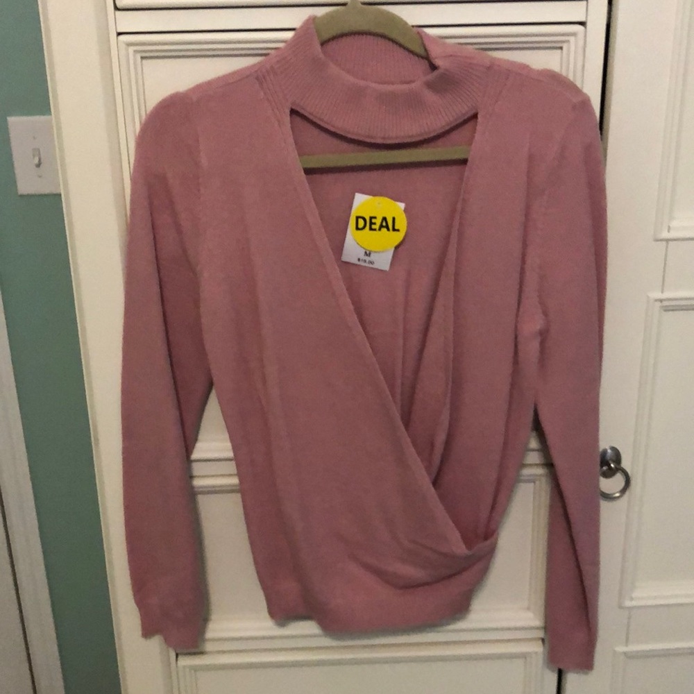 Pink wrap sweater